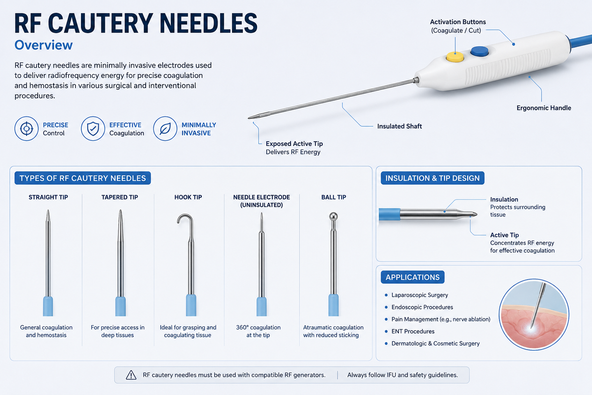RF Cautery Needles | 16 Needle Attachments | 4.2 MhZ RF Cautery