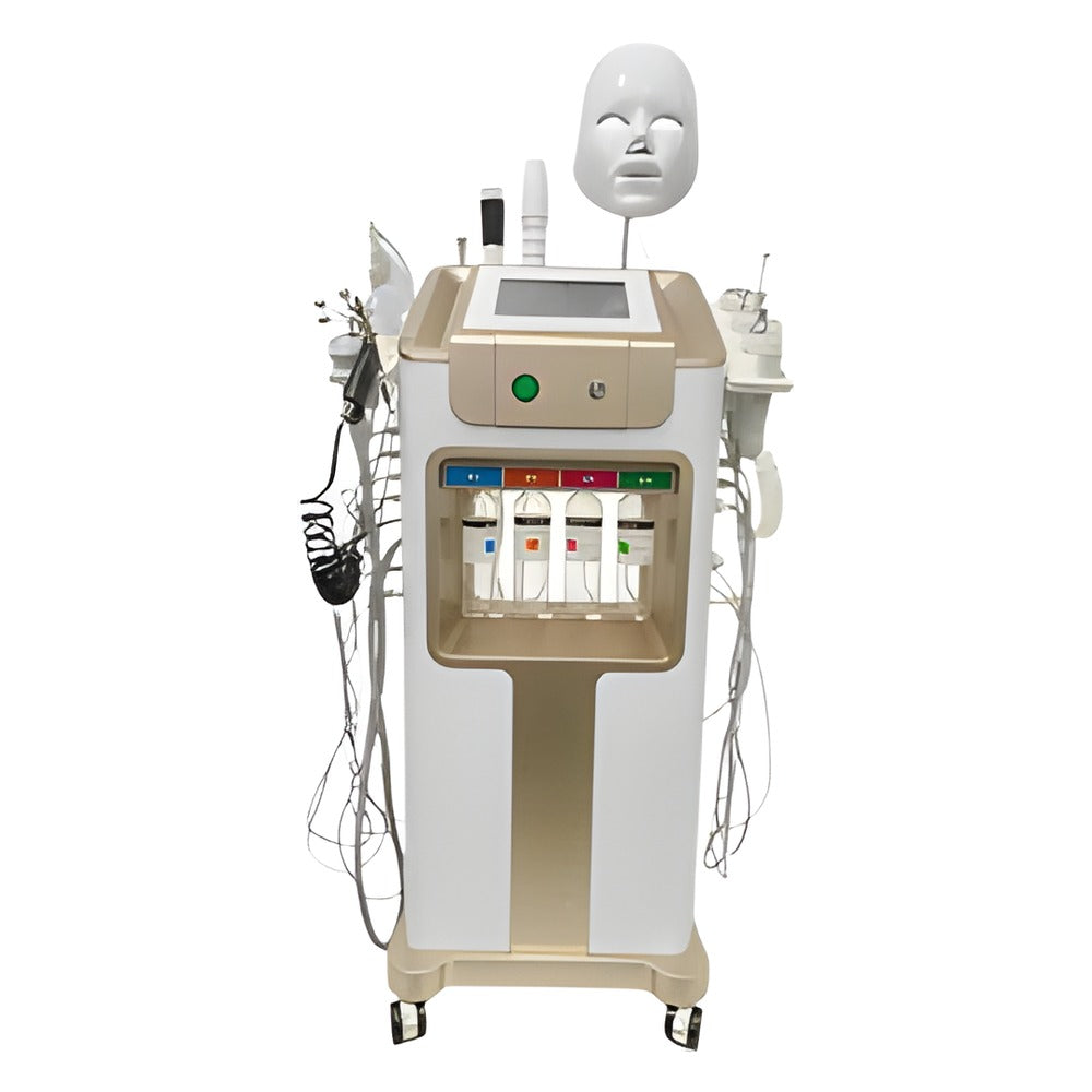 14 in 1 Hydra Facial Machine with LED Mask, Golden